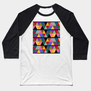 Geometric Bright Multi Colour Pattern Baseball T-Shirt